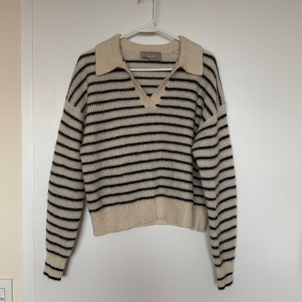 Everlane striped alpaca wool collared sweater